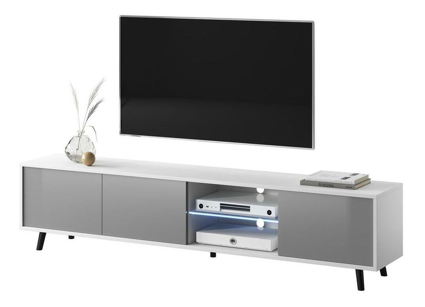 TV skříňka/stolek Gal (s osvětlením) (bílá + šedá)