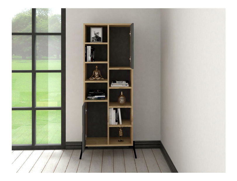 Souprava nábytku do obývacího pokoje Tretsilla (dub safírový + antracit + černá)