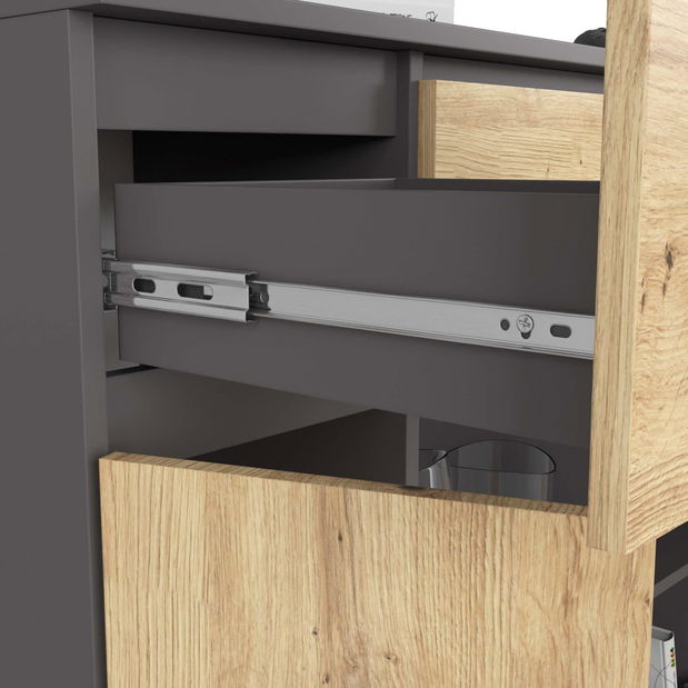 Komoda Kalista VII (šedý grafit + dub artisan)