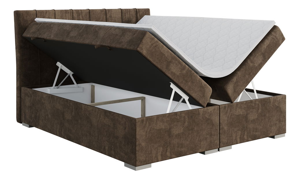 Boxspring postel 140 cm Driny (karamelová) (s matrací a úl. prostorem)