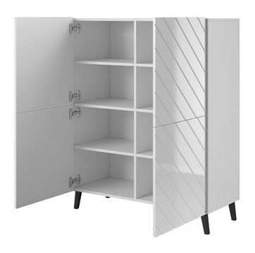 Komoda Stellan-200 100 (bílá + bílá lesklá)