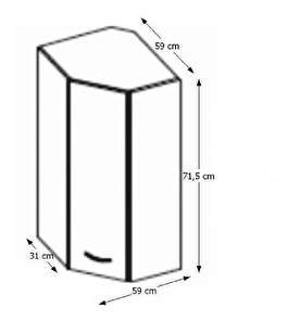 Horní kuchyňská skříňka, rohová Pleitton 60/60 NG 72