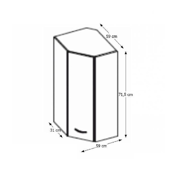 Horní kuchyňská skříňka, rohová Pleitton 60/60 NG 72