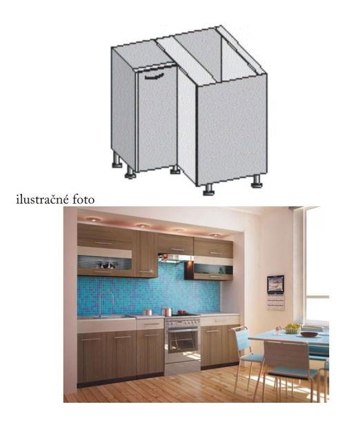 Spodní kuchyňská skříňka, rohová Igo New DN-88*88