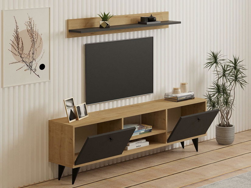 Obývací stěna Nateda (dub safírový + antracit)