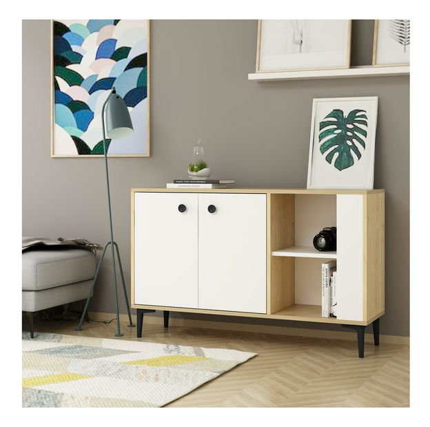 Skříňka Samově 2 (dub safírový + bílá)