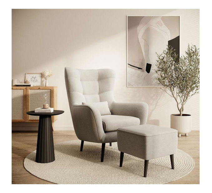 Křeslo s podnožkou Veneza VZ1 (světlobéžová + černá)