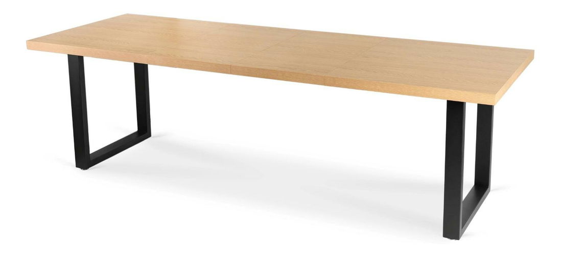 Rozkládací jídelní stůl Escuchan (dub zlatý + černá) (pro 6-10 osob)