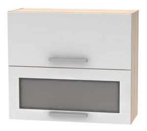 Horní výklopná kuchyňská skříňka se sklem NOPL-016-OH Noliana (bílá + dub sonoma)