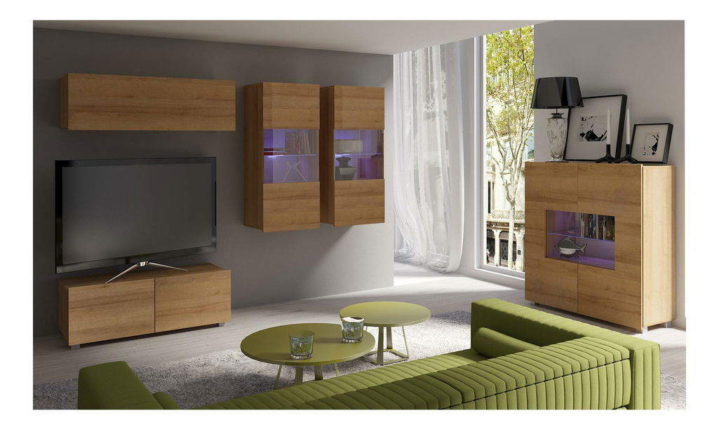 Obývací pokoj Calabria 3 (dub zlatý) (s osvětlením)