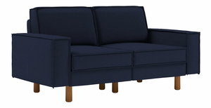 Pohovka dvousedačka Spary 2 (tmavě modrá + ořech)