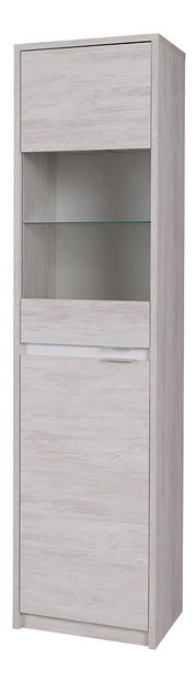 Vitrína Desayuno V (dub bílý + lesk bílý) (bez osvětlení)