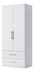 Šatní skříň B12 (bílá + bílá vysoký lesk)