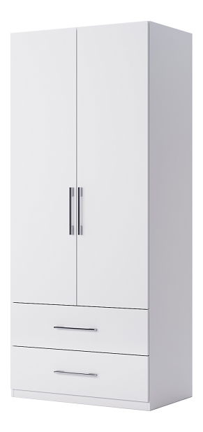 Šatní skříň B12 (bílá + bílá vysoký lesk)