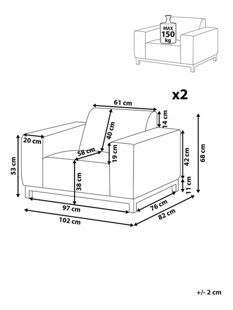 Set 2 ks. zahradních křesel RAVIOL (béžová + černá)