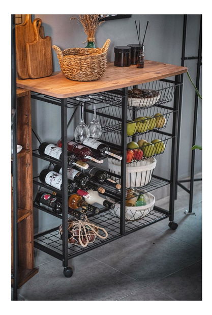 Servírovací stolek Bemanu (borovice atlantická + černá)