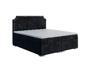Boxspring postel 140 cm Lupin (černá) (s matrací a úl. prostorem)