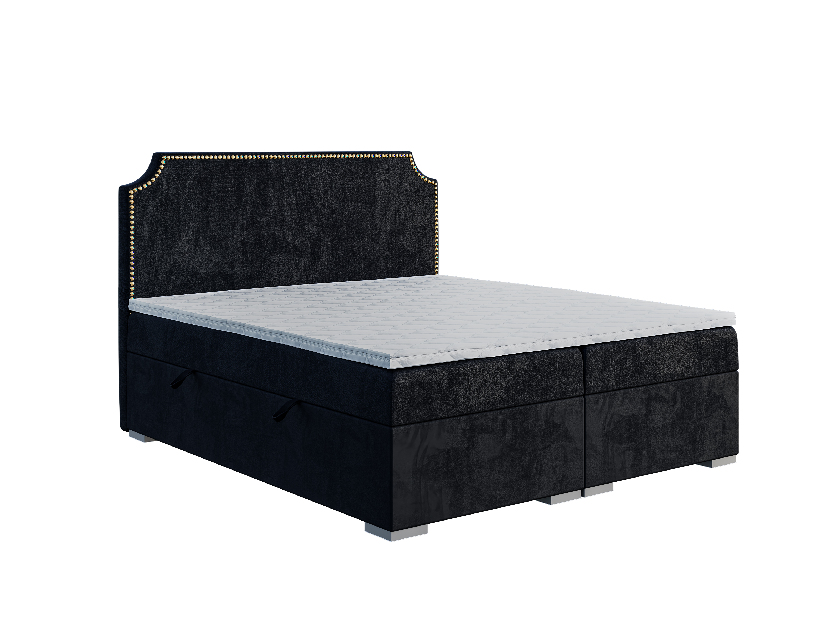 Boxspring postel 160 cm Lupin (černá) (s matrací a úl. prostorem)