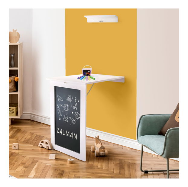 Skládací stůl na zeď s křídovou tabulí Zelman (bílá)