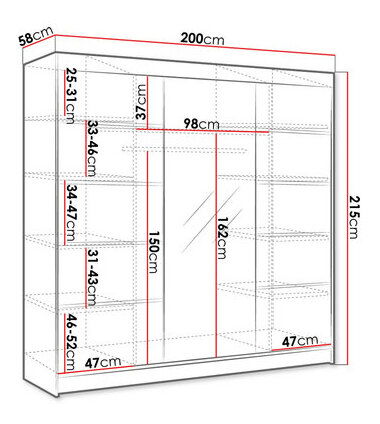 Šatní skříň s posuvnými dveřmi Galiana VI (sonoma)
