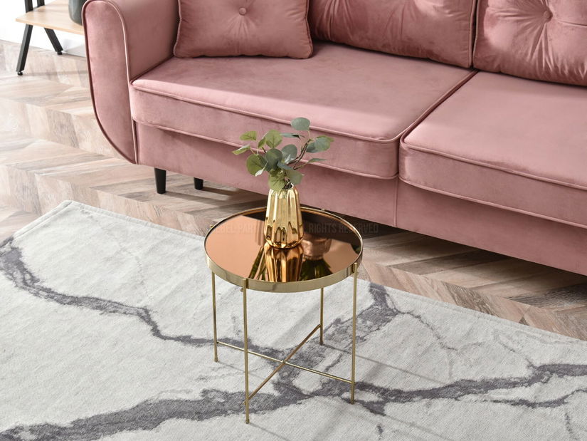 Konferenční stolek Ibbia S (hnědá + zlatá)