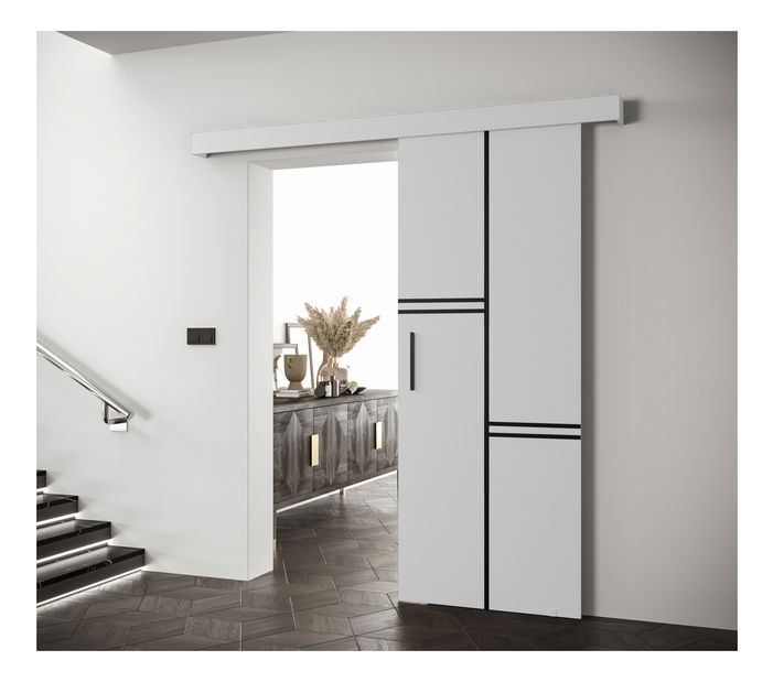 Posuvné dveře 90 cm Sharlene VIII (bílá matná + bílá matná + černá)