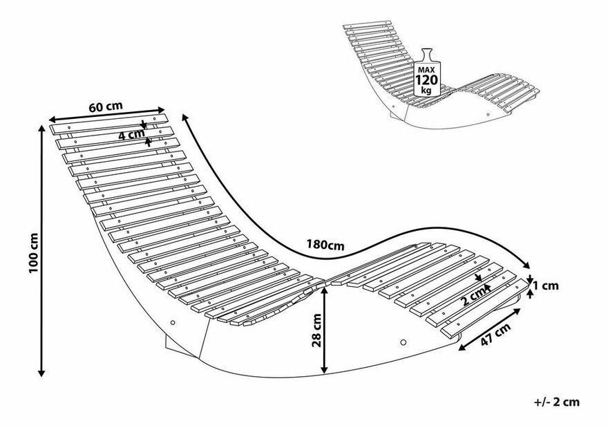 Zahradní lehátko Brest (světlé dřevo)