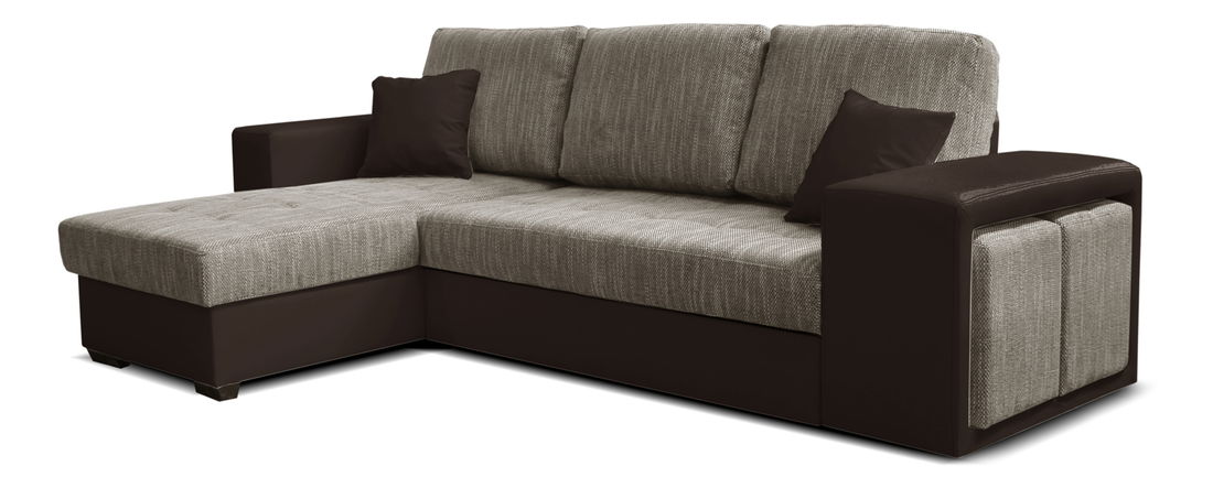 Rohová sedací souprava Thema Lux L+2F (béžová + hnědá) (L)