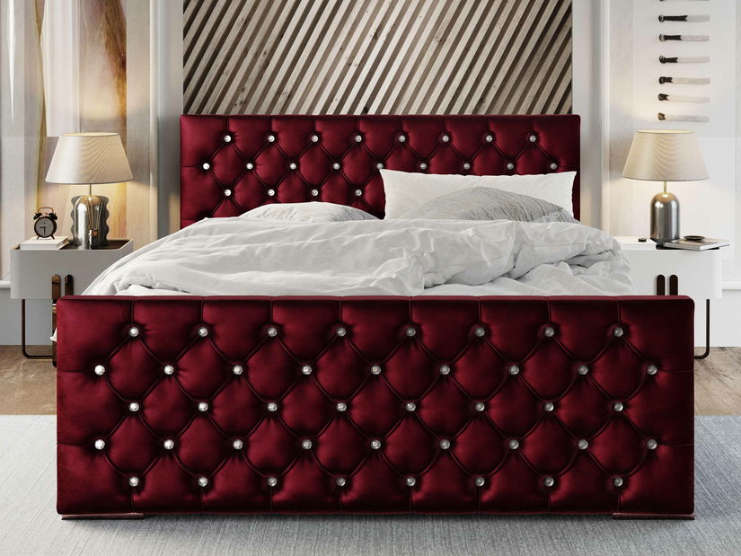 Manželská postel 160 cm Quintin (bordó) (s roštem a úložným prostorem)