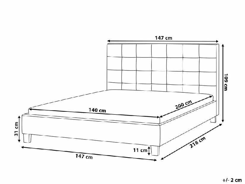 Manželská postel 140 cm Rhiannon (tmavě šedá) (s roštem a matrací)