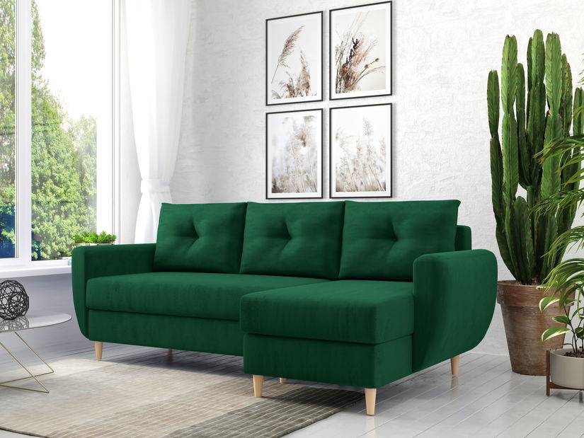  Rohová sedací souprava Eugenie (P) (tmavě zelená)