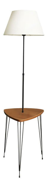 Příruční stolek s lampou Praktesso 1 (bílá + ořech)