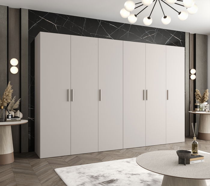 Šatní skříň 300 cm Borry 1 (kašmír + stříbrná)