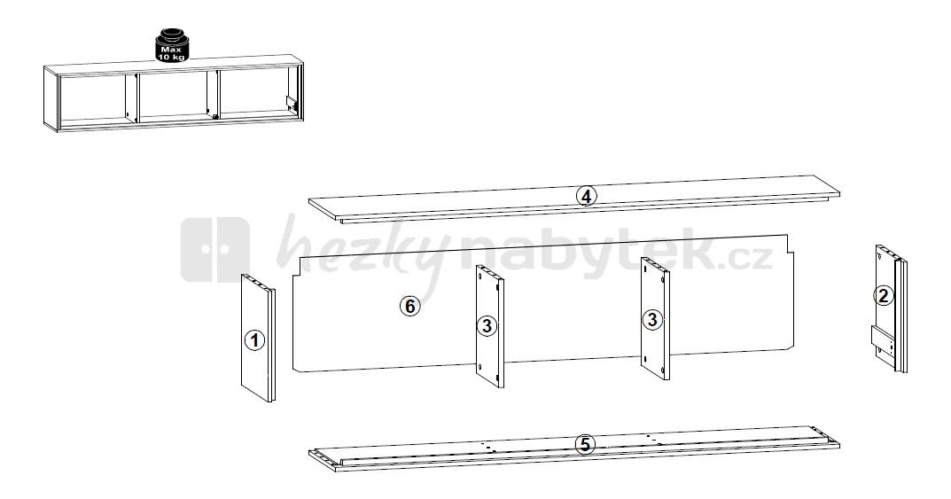 Vitrína na stěnu BRW Mateo SFW1W/3/15