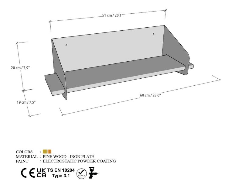 Nástěnná police Longoan 1 (zlatá)