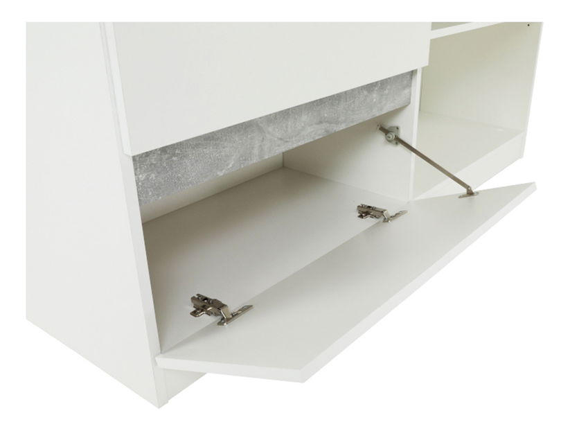 Rohový PC stolek Bill (bílá + beton)