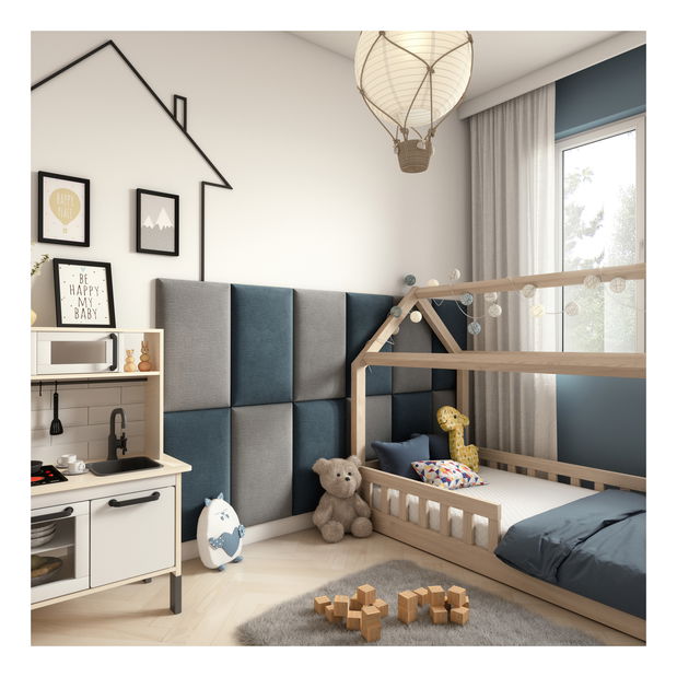 Set 12 čalouněných panelů Quadra 180x100 cm (mentolová + světlešedá)