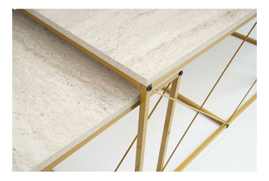 Set 3 konferenčních stolků Defenella (mramor + zlatá) *bazar