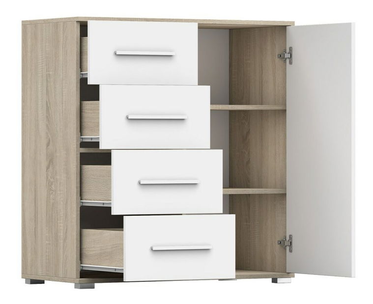 Komoda Fresi mini 1 (bílá + dub sonoma)