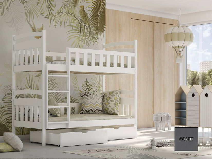 Dětská postel 90 cm Marlo (s roštem a úl. prostorem) (grafit)