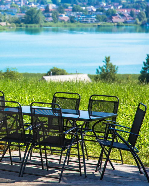 Set 6 ks. zahradních židlí LOVE (černá)