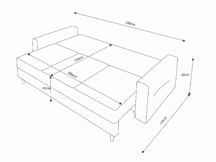 Rozkládací pohovka Bergenia (krémová + krémové polštáře)