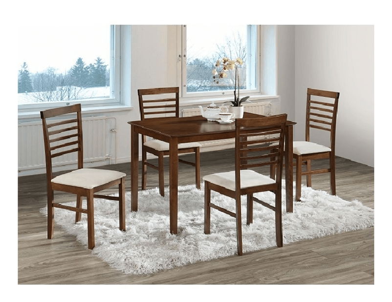 Jídelní set Medo 1+4 (ořech + béžová) (pro 4 osoby)