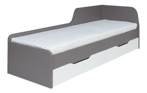 Jednolůžková postel 80cm Irlam Z22 (šedá + lesk bílý) (s roštem) (s úl. prostorem)