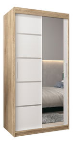 Šatní skříň 100 cm se zrcadlem Verika 2 100 (dub sonoma + bílá)