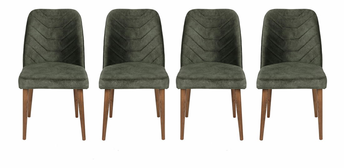 Set 4 židlí Dafne (Ořech + Tmavě zelená)