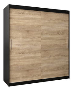 Šatní skříň 180 cm Toki (Černá matná + Dub sonoma)