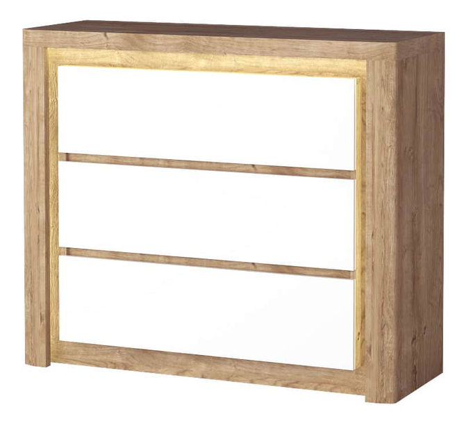 Komoda Livia 06 (s LED osvětlením) (dub ribbeck + bílý lesk)