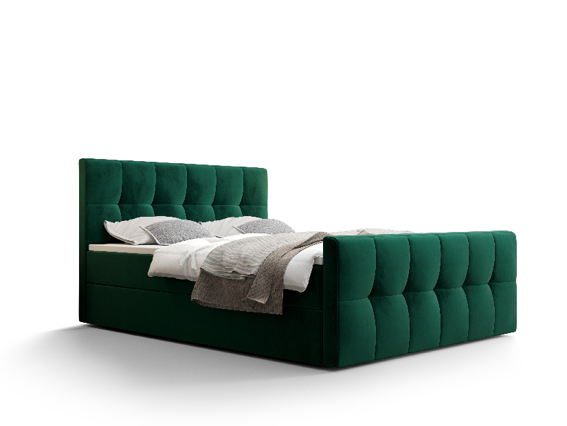 Manželská postel Boxspring 160 cm Macheta Comfort (olivová) (s matrací a úložným prostorem)