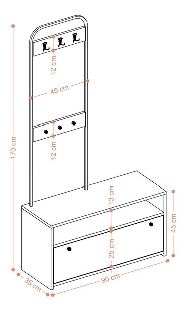Předsíňová sestava Aliex 14 (Ořech + Černá)